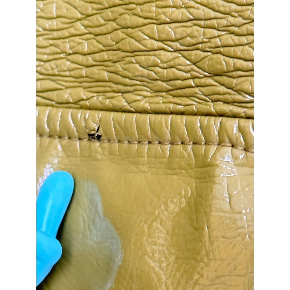 Narcissus Olive Green Faux Leather Hooded Jacket w/ Zip Closure & Drawstring Hem - Picture 8 of 12